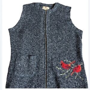 Vintage Woolrich black heather wool blend sweater vest with cardinals Medium